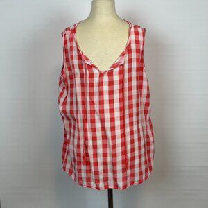 Grand & Greene Salmon & White Gingham Tank Top Shirt ((Large))